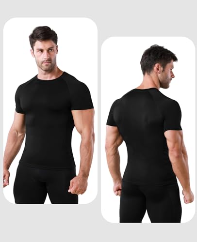 Niksa 1 Pack Compression Tops for Men Short Sleeve Mens Running T-Shirts Mesh Design Quick Dry Base Layer Shirts for Gym Sports Fitness Workout Cycling,Training