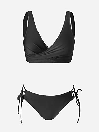 CUPSHE Women's Bikini Set Twist Front Tie Side Bikini Swimsuit Two Piece Swimwear Bathing Suits