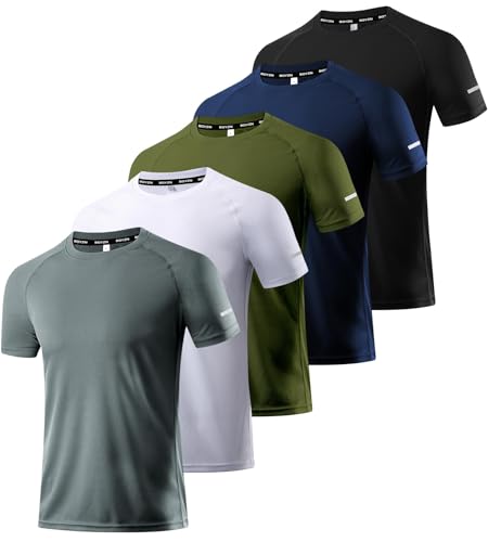 Boyzn 1, 3 or 5 Pack Men's Workout Running Shirts, Dry Fit Moisture Wicking T-Shirts, Sports Gym Athletic Short Sleeve Shirts