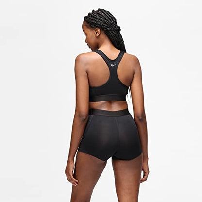 Women’s Reebok Steffi Crop Top, Stretch Cropped Sports Top with Racer Back - Black