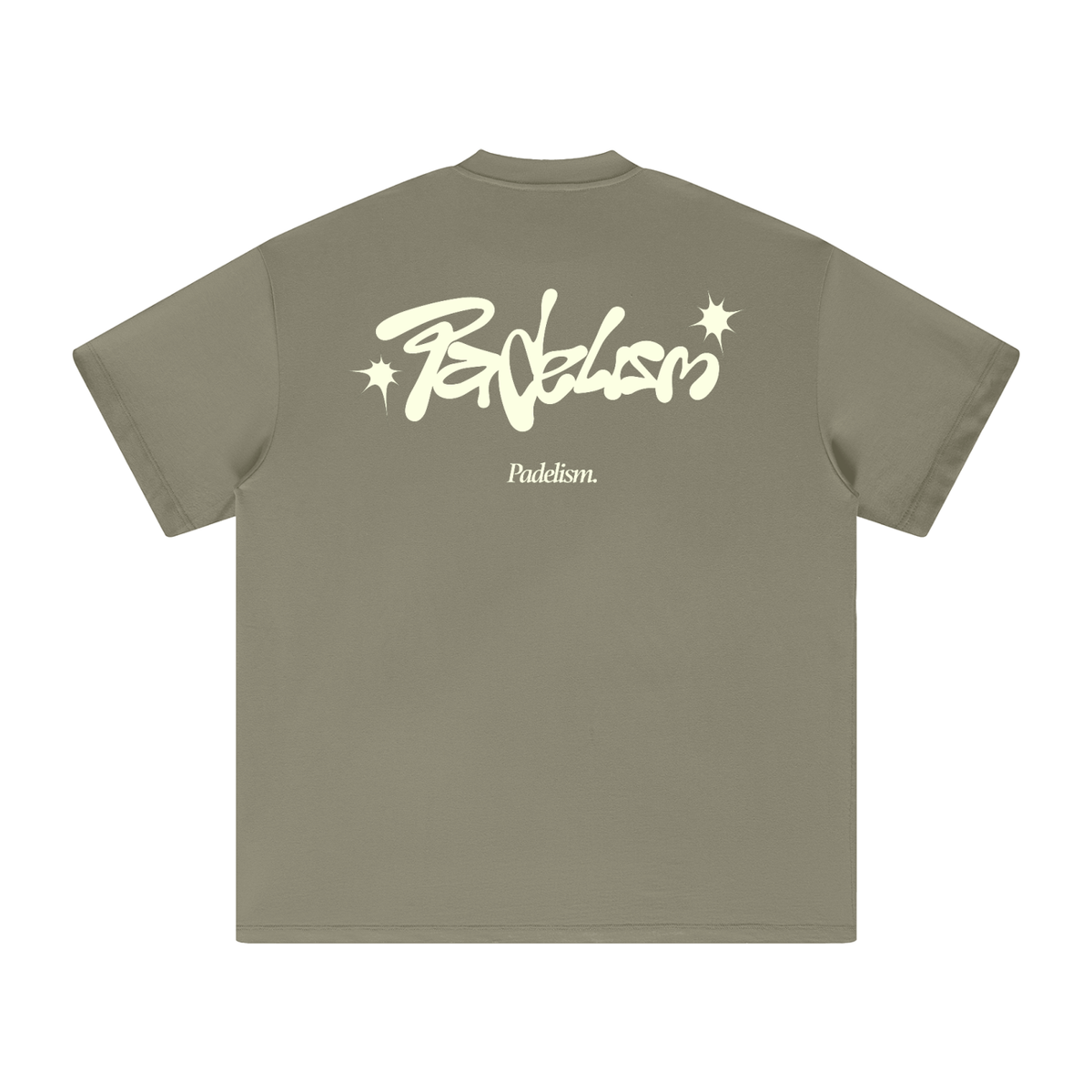 Gray green heavyweight T-shirt with large back graphic and star logo