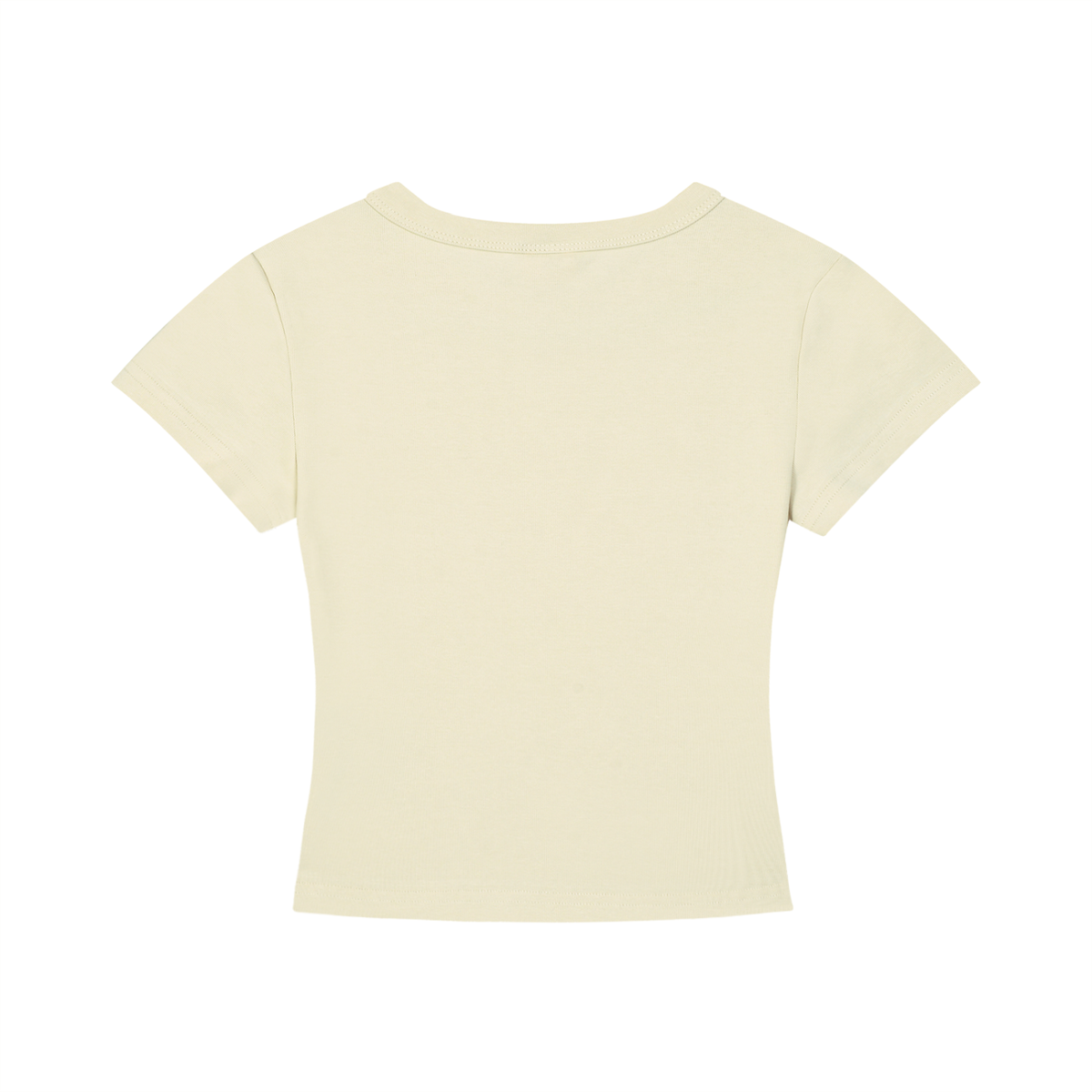Light cream cropped crewneck T-shirt, plain back view
