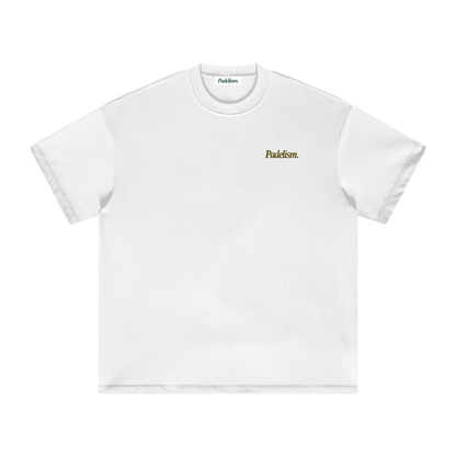 Heavyweight T-shirt in white, front with small "Padelism." chest logo