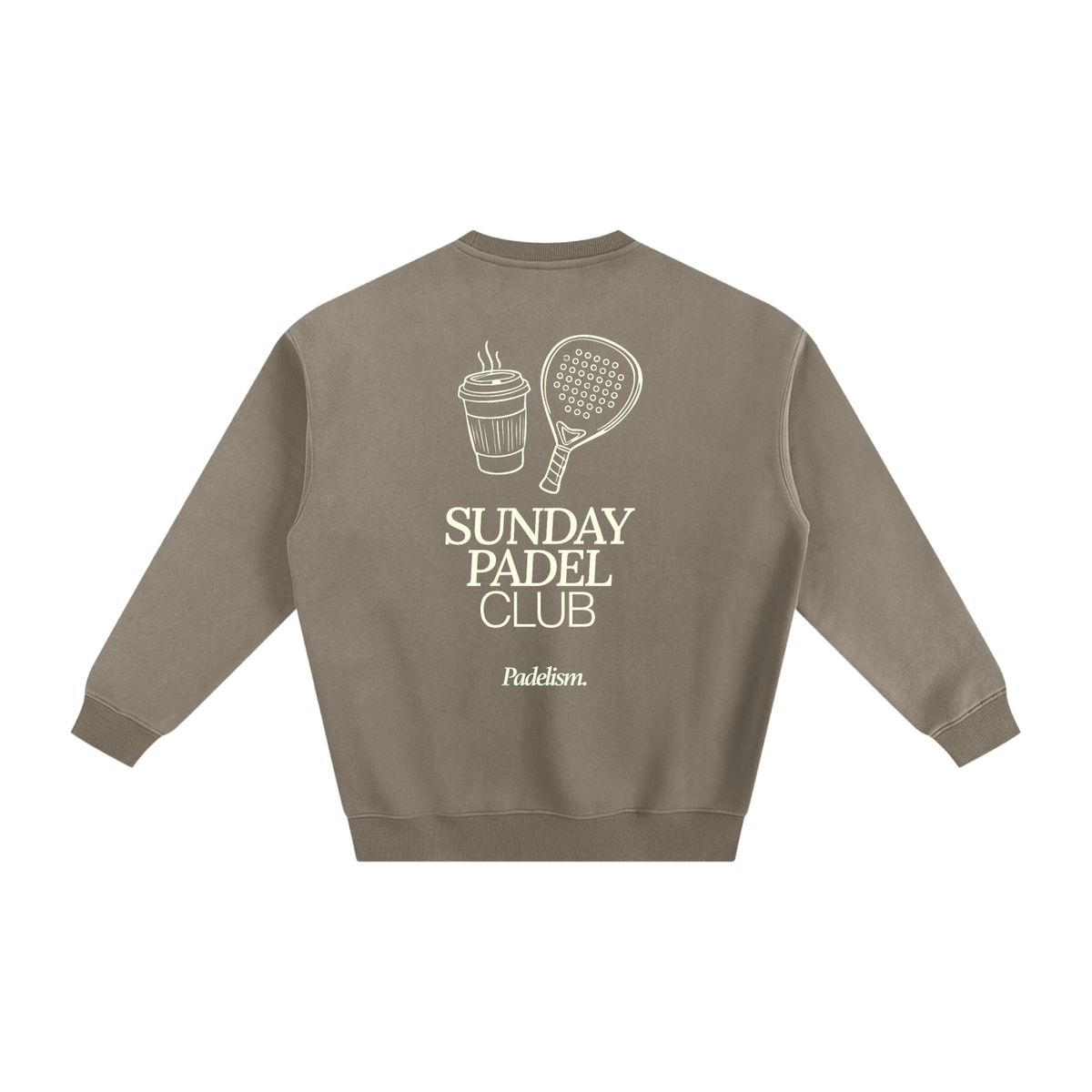 Brown heavyweight padel sweatshirt with back graphic and crew neckline