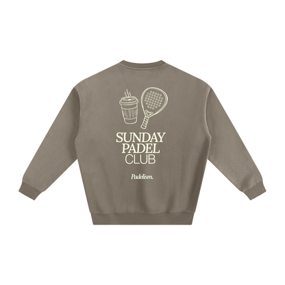 Brown heavyweight padel sweatshirt with back graphic and crew neckline