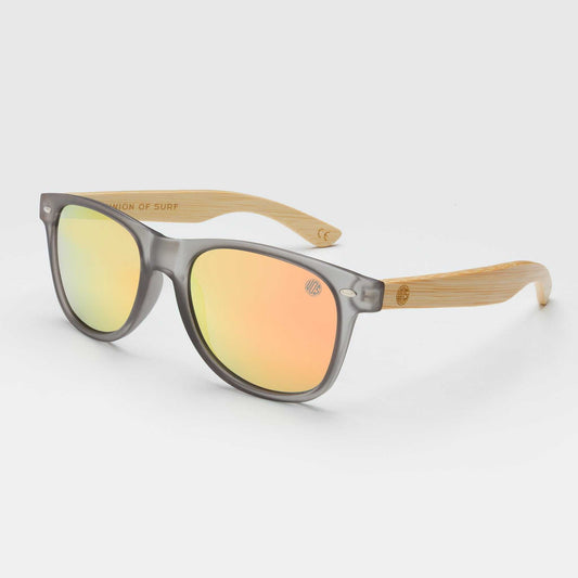 KUTA BEACH XL sunglasses with clear frame, orange mirrored lenses, bamboo-style arms
