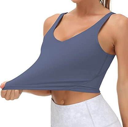 THE GYM PEOPLE Womens' Sports Bra Longline Wirefree Padded with Medium Support