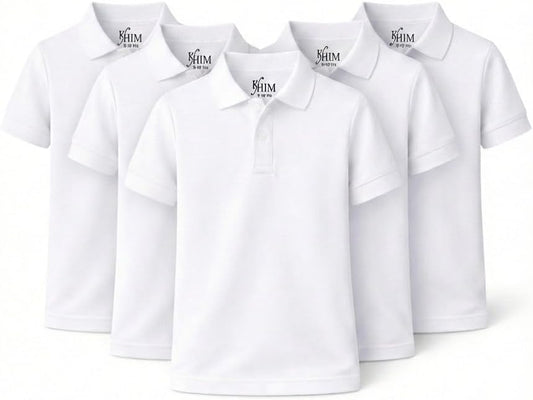 KHIM Kids Unisex Polo Shirt | Short Sleeve Polycotton School Uniform
