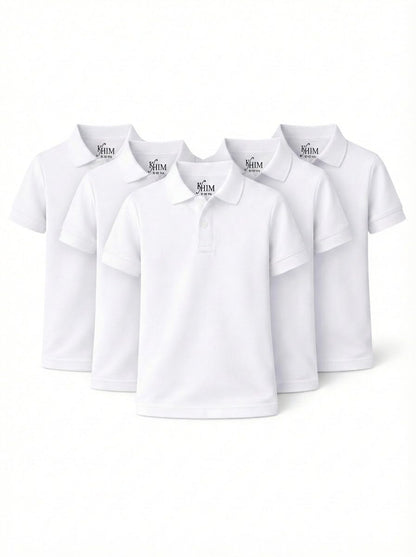 KHIM Unisex Polo Short Sleeve Polycotton Boys Girls School Uniform Plain Half Sleeve Shirts Sports Wear Indoor Outdoor