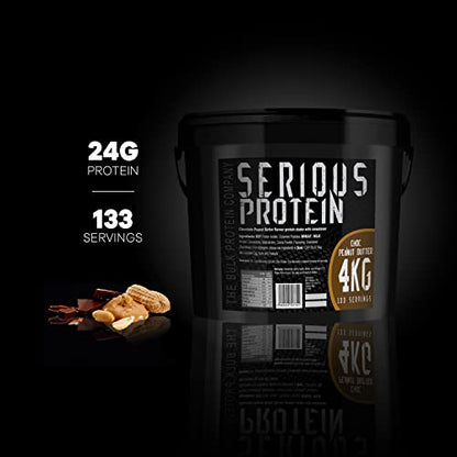 SERIOUS PROTEIN – Protein Powder – 4kg – Low Carb – Supports Lean Muscle Growth – Recovery Supplement - The Bulk Protein Company - 133 Servings (Salted Caramel)