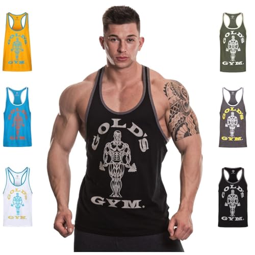 Gold's Gym GGVST004 Men's Training Sports Fitness Tank Top Muscle Joe Contrast Stringer Vest