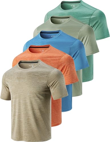 Liberty Imports 5 Pack Men’s Active Quick Dry Crew Neck T Shirts | Athletic Running Gym Workout Short Sleeve Tee Tops Bulk