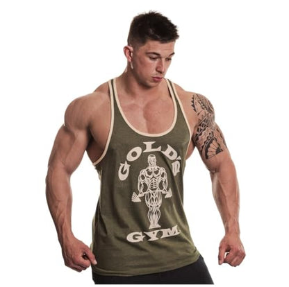 Gold's Gym GGVST004 Men's Training Sports Fitness Tank Top Muscle Joe Contrast Stringer Vest