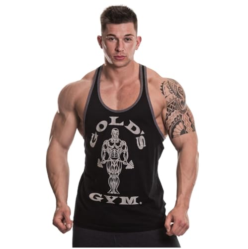 Gold's Gym GGVST004 Men's Training Sports Fitness Tank Top Muscle Joe Contrast Stringer Vest