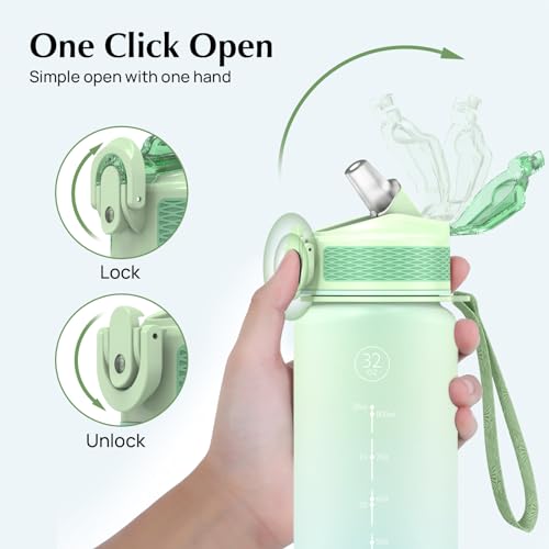 EYQ 1 L Water Bottle, 1 Litre Water bottle with Straw, Leak-Proof, Tritan BPA-Free, Motivational Water Bottle with Time Marker, Sports Drinks Bottle for Fitness, School, Gym, Outdoor Sports