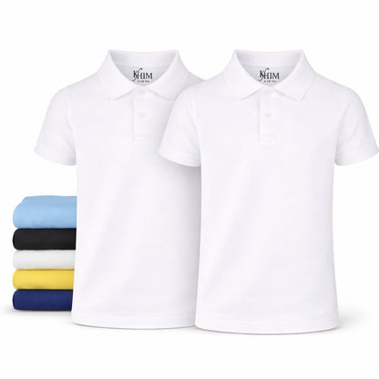 KHIM Unisex Polo Short Sleeve Polycotton Boys Girls School Uniform Plain Half Sleeve Shirts Sports Wear Indoor Outdoor