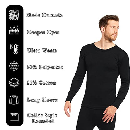 Heatwave® Pack of 2 Men's Thermal Long Sleeve Top, Warm Underwear Baselayer, S M L XL XXL Thermals