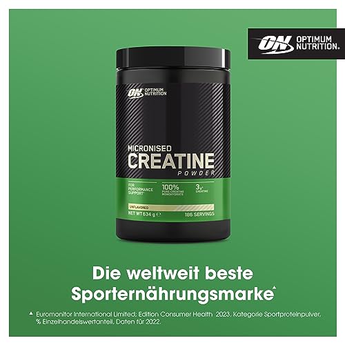 Optimum Nutrition Micronised Creatine Powder, 100% Pure Creatine Monohydrate Powder for Performance and Muscle Power, Unflavoured Shake, 186 Servings, 634 g