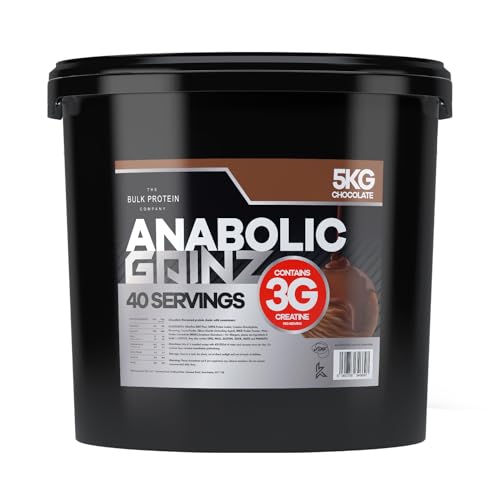 Anabolic Gainz 5kg – Mass Gainer – 30g Protein Powder – Contains 3g Creatine Per Serving – Post Workout Recovery Fuel to Build Lean Muscle – 40 Servings – GMP Certified – TBPC (Chocolate)