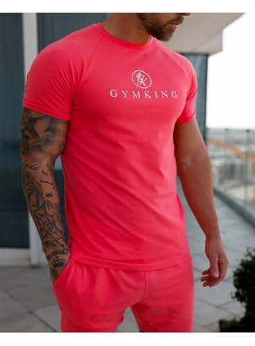 Gym King Men's Pro Jersey Tee Coral Mens Gym Wear