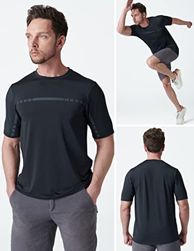 Liberty Imports 5 Pack Men’s Active Quick Dry Crew Neck T Shirts | Athletic Running Gym Workout Short Sleeve Tee Tops Bulk