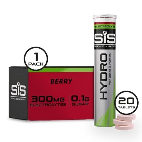 Science In Sport Hydro Hydration Tablets, Gluten-Free, Zero Sugar, Berry Flavour Plus Electrolytes, 20 Effervescent Tablets