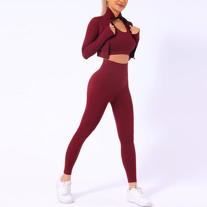 Veriliss Women's 3pcs Gym Tracksuit Sweatsuit Women's Activewear Sets 2024 Sport Yoga Fitness Clothing Ladies Workout Outfit Sportsuits for Running Jogging