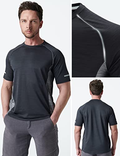 Liberty Imports 5 Pack Men’s Active Quick Dry Crew Neck T Shirts | Athletic Running Gym Workout Short Sleeve Tee Tops Bulk