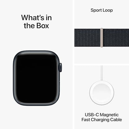 Apple Watch Series 9 [GPS 45mm] Smartwatch with Midnight Aluminum Case with Midnight Sport Band M/L. Fitness Tracker, Blood Oxygen & ECG Apps, Always-On Retina Display, Water Resistant