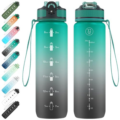 EYQ 1 L Water Bottle, 1 Litre Water bottle with Straw, Leak-Proof, Tritan BPA-Free, Motivational Water Bottle with Time Marker, Sports Drinks Bottle for Fitness, School, Gym, Outdoor Sports