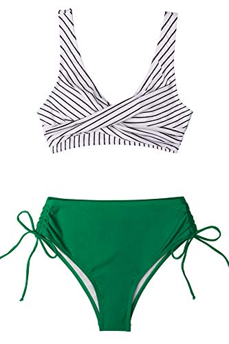 CUPSHE Women's Bikini Set Twist Front Tie Side Bikini Swimsuit Two Piece Swimwear Bathing Suits