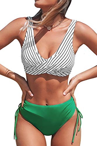 CUPSHE Women's Bikini Set Twist Front Tie Side Bikini Swimsuit Two Piece Swimwear Bathing Suits