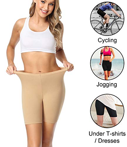 wirarpa Ladies Anti Chafing Shorts Womens Boxers Underwear Cotton Cycling Shorts Leggings for Under Dresses 4 Pack