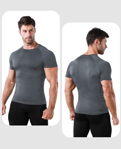 Niksa 1 Pack Compression Tops for Men Short Sleeve Mens Running T-Shirts Mesh Design Quick Dry Base Layer Shirts for Gym Sports Fitness Workout Cycling,Training