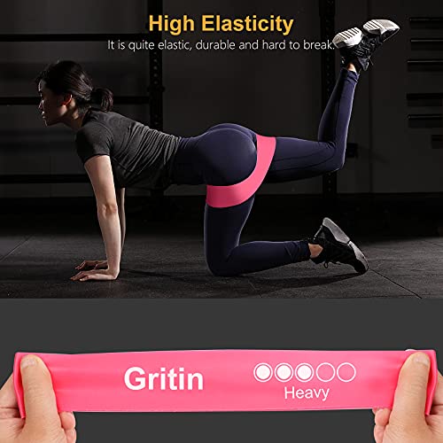 Gritin Resistance Bands, [Set of 5] Skin-Friendly Resistance Fitness Exercise Loop Bands with 5 Different Resistance Levels - Carrying Case Included - Ideal for Home, Gym, Yoga, Training