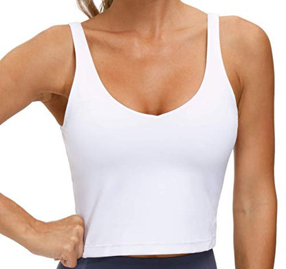 THE GYM PEOPLE Womens' Sports Bra Longline Wirefree Padded with Medium Support