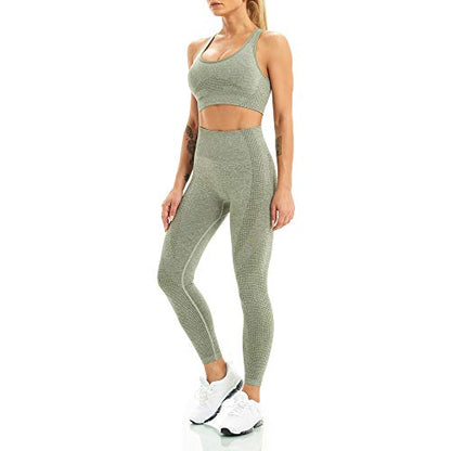 WodoWei Women 2 Piece Workout Outfits Sports Bra Seamless Leggings Yoga Gym Activewear Set