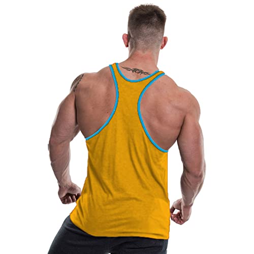 Gold's Gym GGVST004 Men's Training Sports Fitness Tank Top Muscle Joe Contrast Stringer Vest