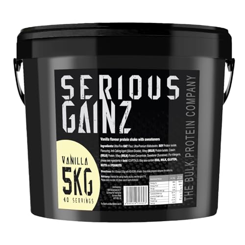 The Bulk Protein Company, SERIOUS GAINZ - Whey Protein Powder - Weight Gain, Mass Gainer - 30g Protein Powders (Strawberry, 5kg)