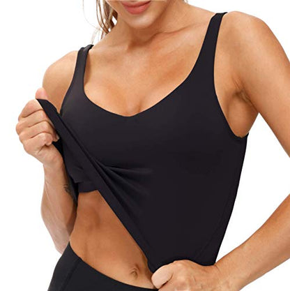 THE GYM PEOPLE Womens' Sports Bra Longline Wirefree Padded with Medium Support