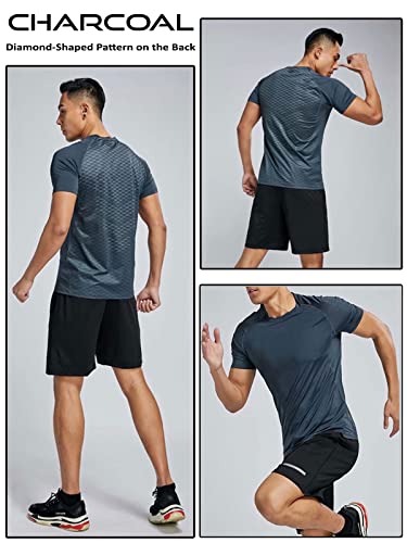 Liberty Imports 5 Pack Men’s Active Quick Dry Crew Neck T Shirts | Athletic Running Gym Workout Short Sleeve Tee Tops Bulk