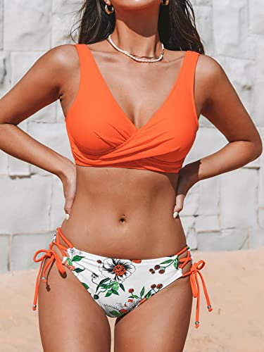 CUPSHE Women's Bikini Set Twist Front Tie Side Bikini Swimsuit Two Piece Swimwear Bathing Suits