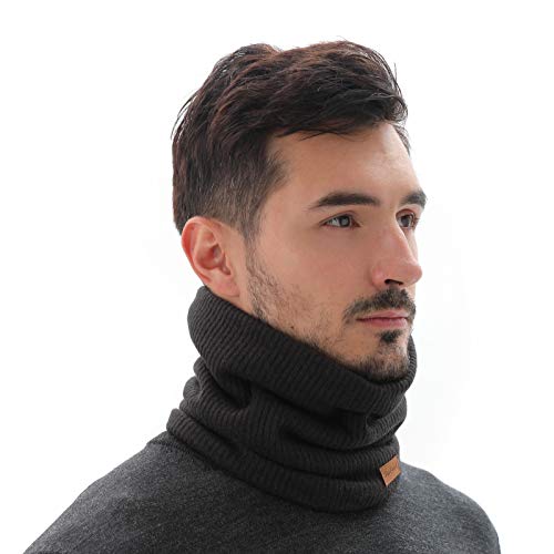 NovForth Winter Neck Warmer Fleece Lined Infinity Scarf Thicken Windproof and Dust Skiing Circle for mens women Double-Layer Fleece Lining Knit