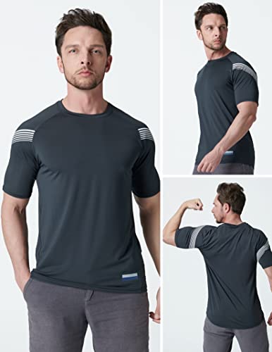 Liberty Imports 5 Pack Men’s Active Quick Dry Crew Neck T Shirts | Athletic Running Gym Workout Short Sleeve Tee Tops Bulk