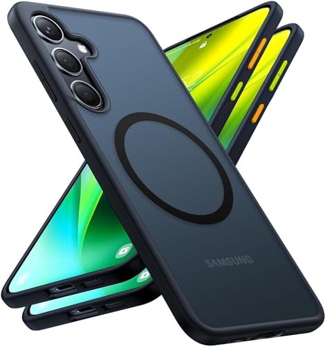 TORRAS for Samsung Galaxy Triple Camera Series [Durable Titanium Stand] [20W Wireless Charging] [TOP 19N Magnetic] [12FT Drop Protection] Case (Clear, Samsung S24 Ultra)