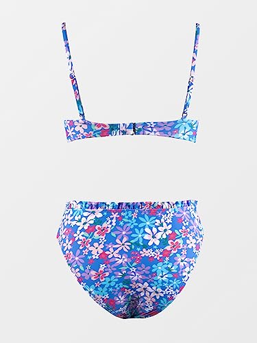 CUPSHE Women Bikini Set High Waisted Swimming Costume Drawstring Floral Bathing Suit with Underwire Swimsuit Two Piece