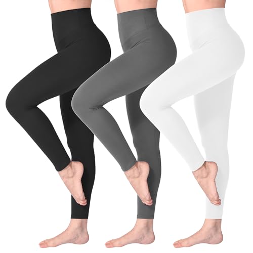 SINOPHANT High Waisted Leggings for Women, Buttery Soft Elastic Opaque Tummy Control Leggings, Plus Size Workout Gym Yoga