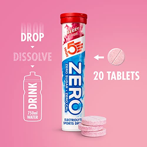 HIGH5 ZERO Electrolyte Tablets | Hydration Tablets Enhanced with Vitamin C | 0 Calories & Sugar Free | Boost Hydration, Performance & Wellness | Blackcurrant, 20 Tablets (20x, Pack of 1)