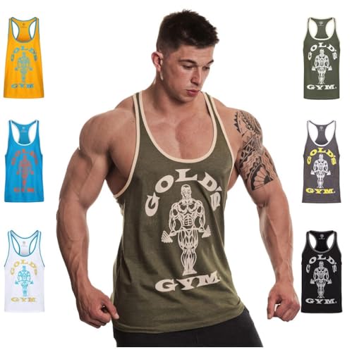 Gold's Gym GGVST004 Men's Training Sports Fitness Tank Top Muscle Joe Contrast Stringer Vest