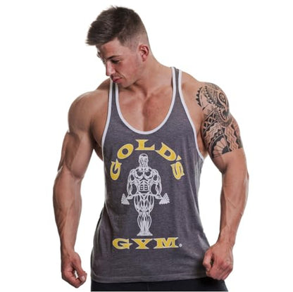 Gold's Gym GGVST004 Men's Training Sports Fitness Tank Top Muscle Joe Contrast Stringer Vest